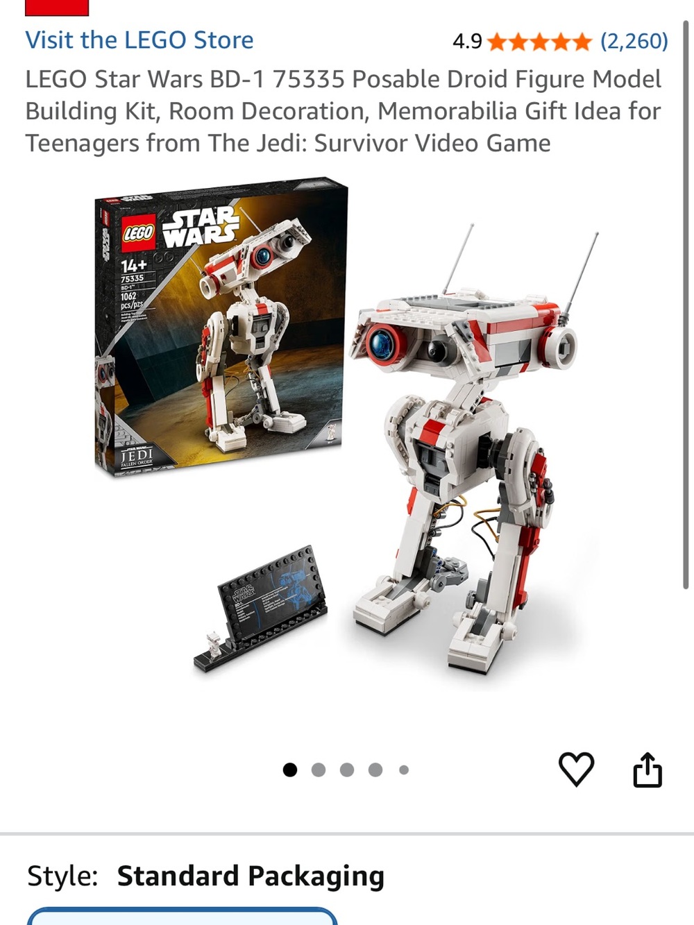 LEGO Star Wars BD-1 75335 Posable Droid Figure Model Building Kit